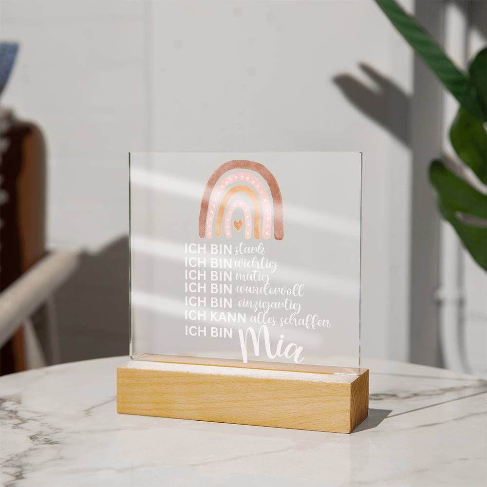 Personalisiertes Acryl LED Licht Mit Namen - Acrylic Square Plaque