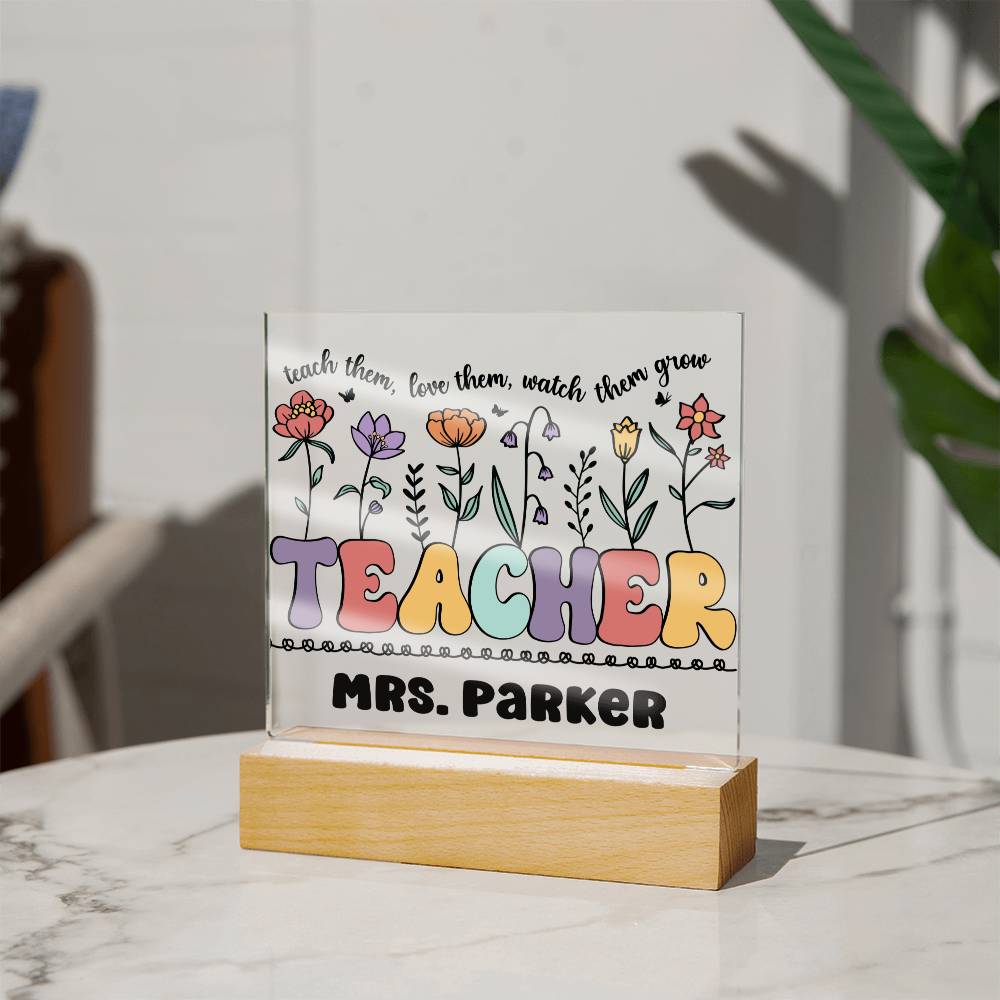 Teacher Square Acrylic Plaque 15