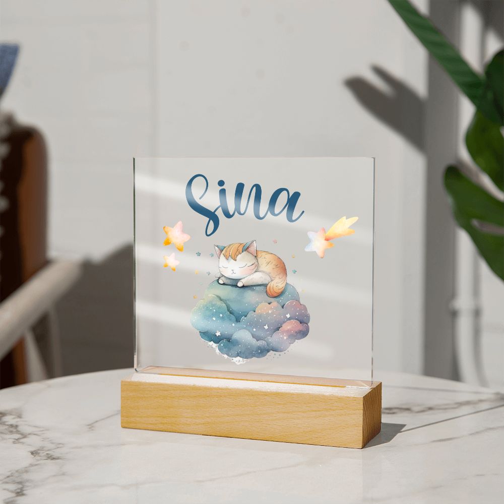 Nachtlicht Personalisiert Mit Namen - Acrylic Square Plaque
