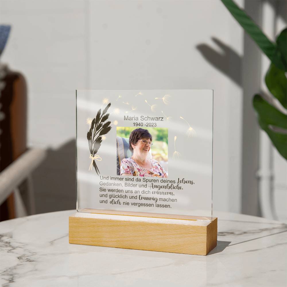 Persönliches Geschenk Zur Trauer Mit Foto Acryl Platte Mit LED Licht