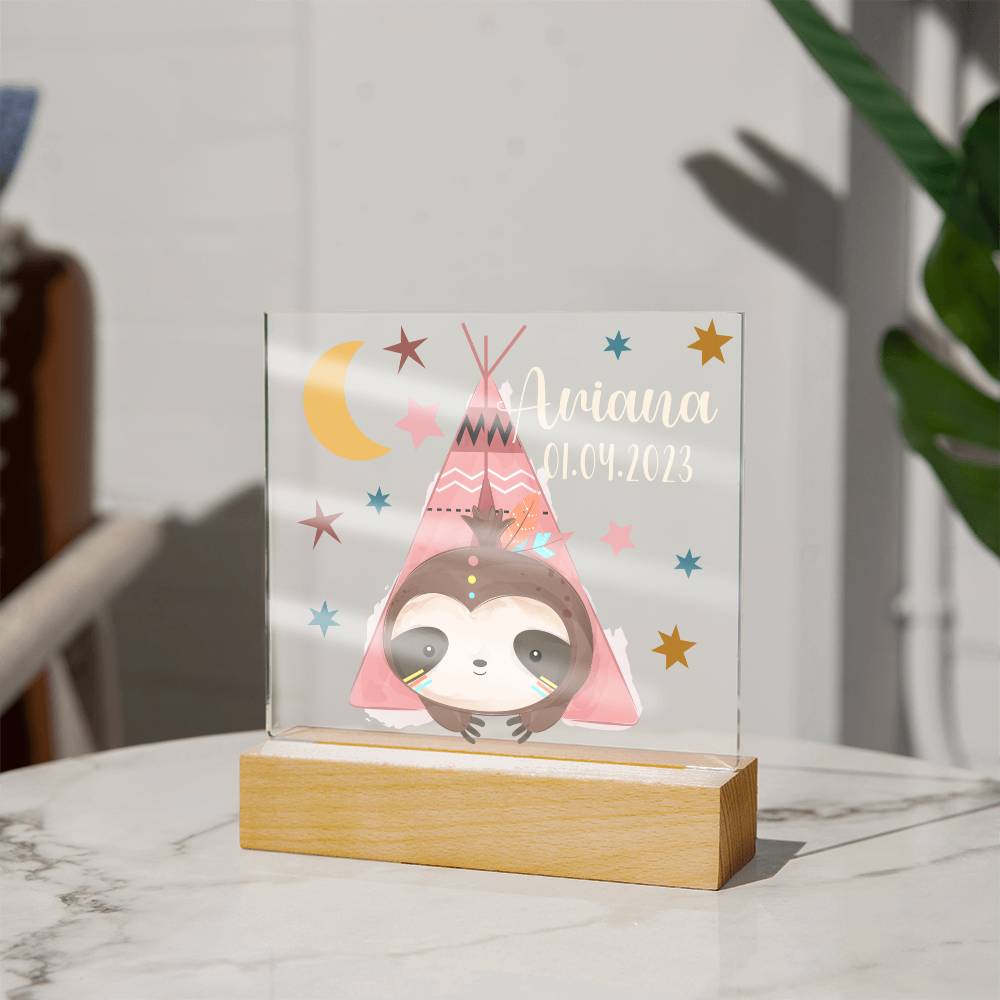 Night Light Personalized With Name And Date - Acrylic Square Plaque