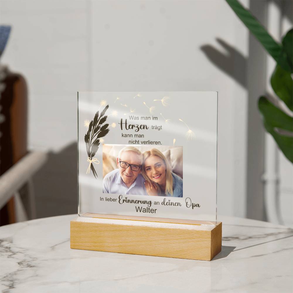 Persönliches Geschenk Zur Trauer Mit Foto Acryl Platte Mit LED Licht