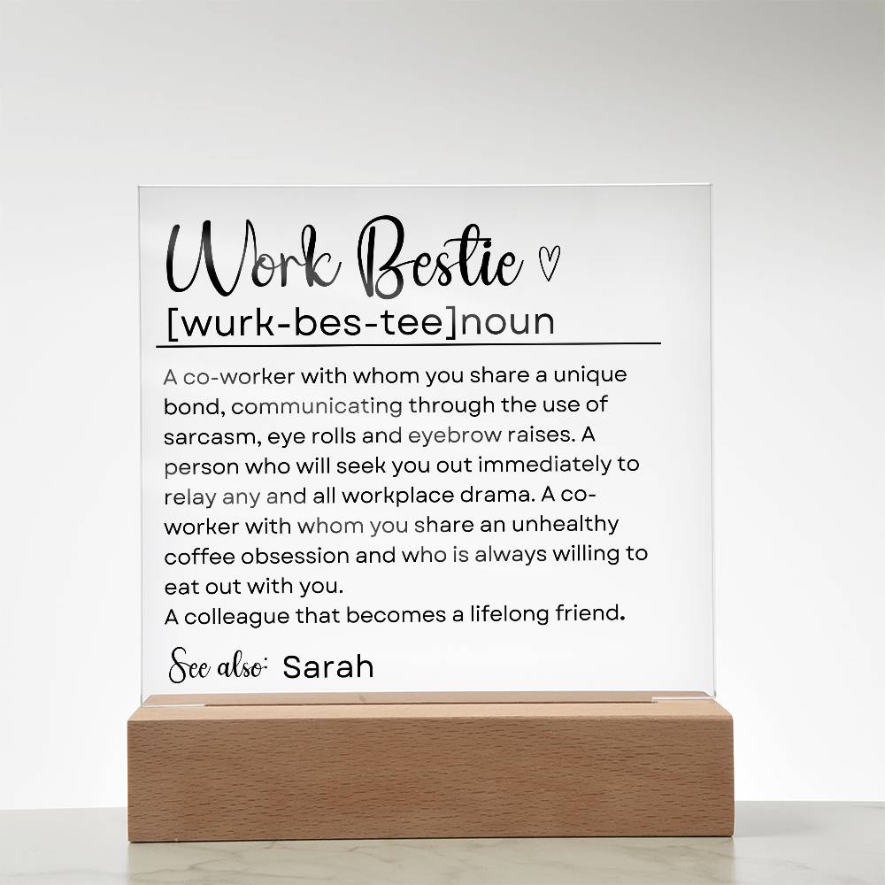 Personalized Work Bestie Gift - Acrylic Square Plaque