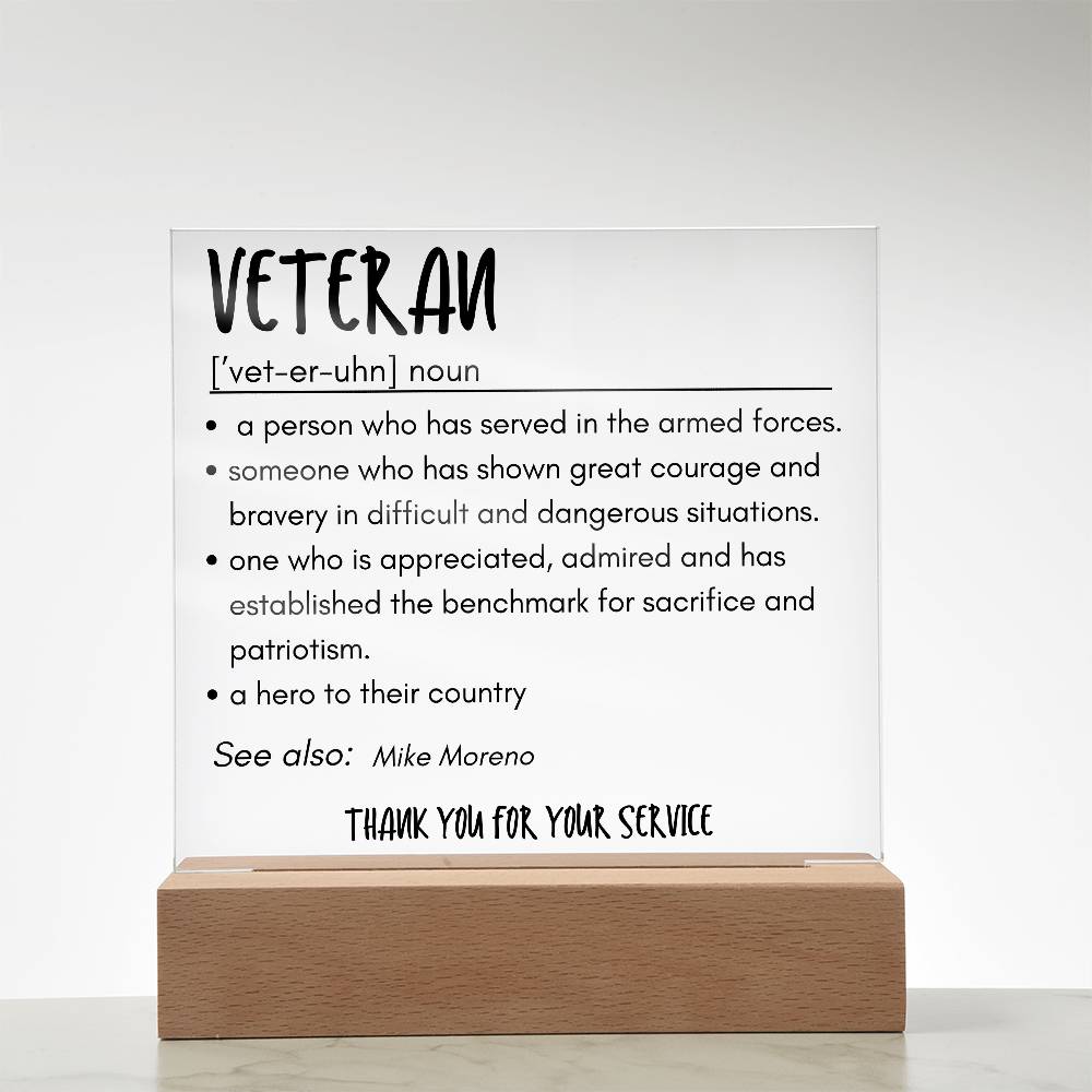 Personalized Veteran Definition 3 - Acrylic Square Plaque