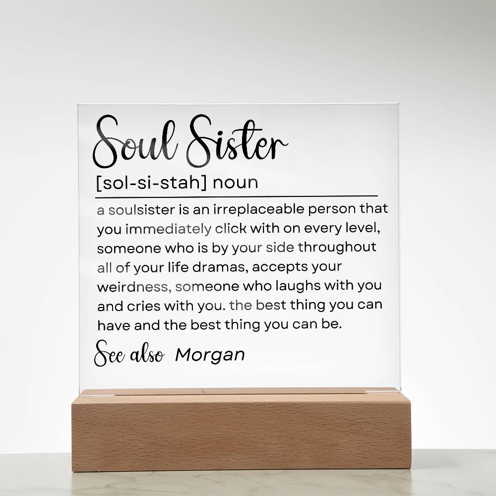 Personalized Soul Sister Plaque 2 - Acrylic Square Plaque