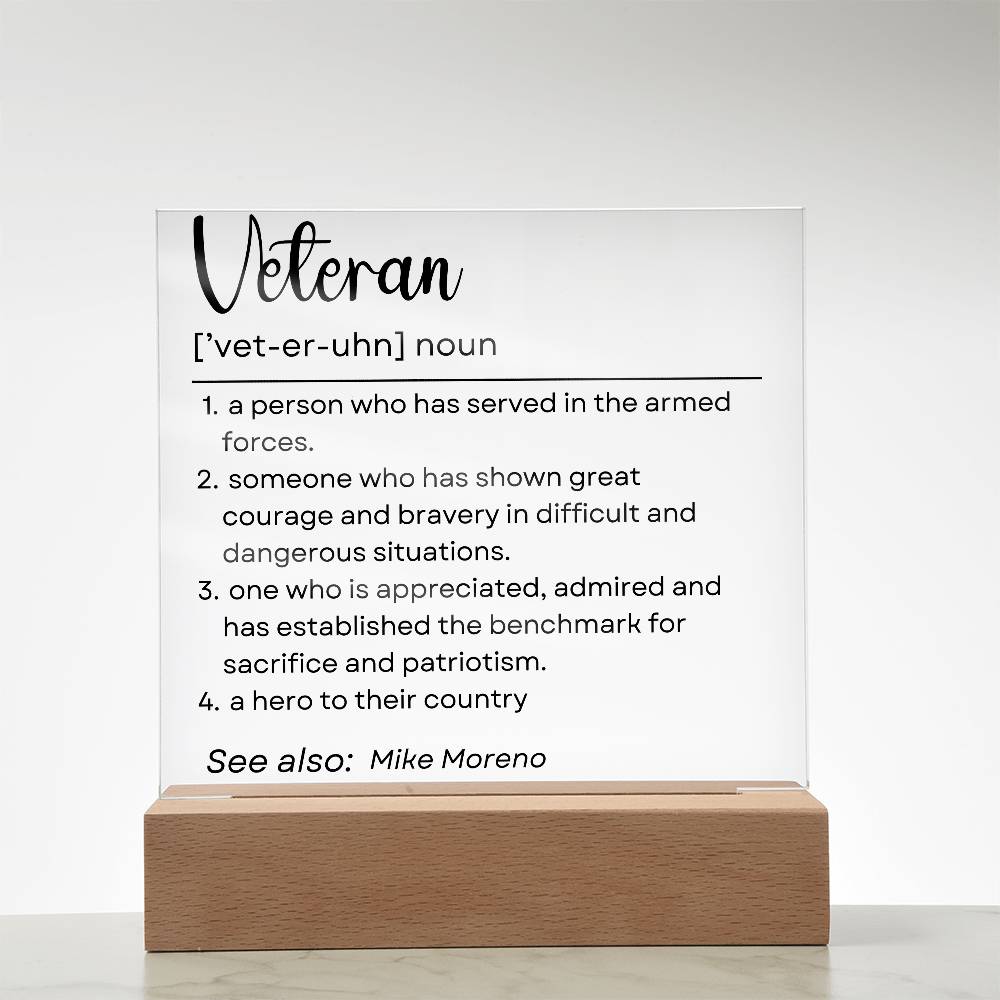 Personalized Veteran Definition 6 - Acrylic Square Plaque