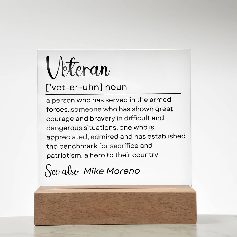 Personalized Veteran Definition 1 - Acrylic Square Plaque