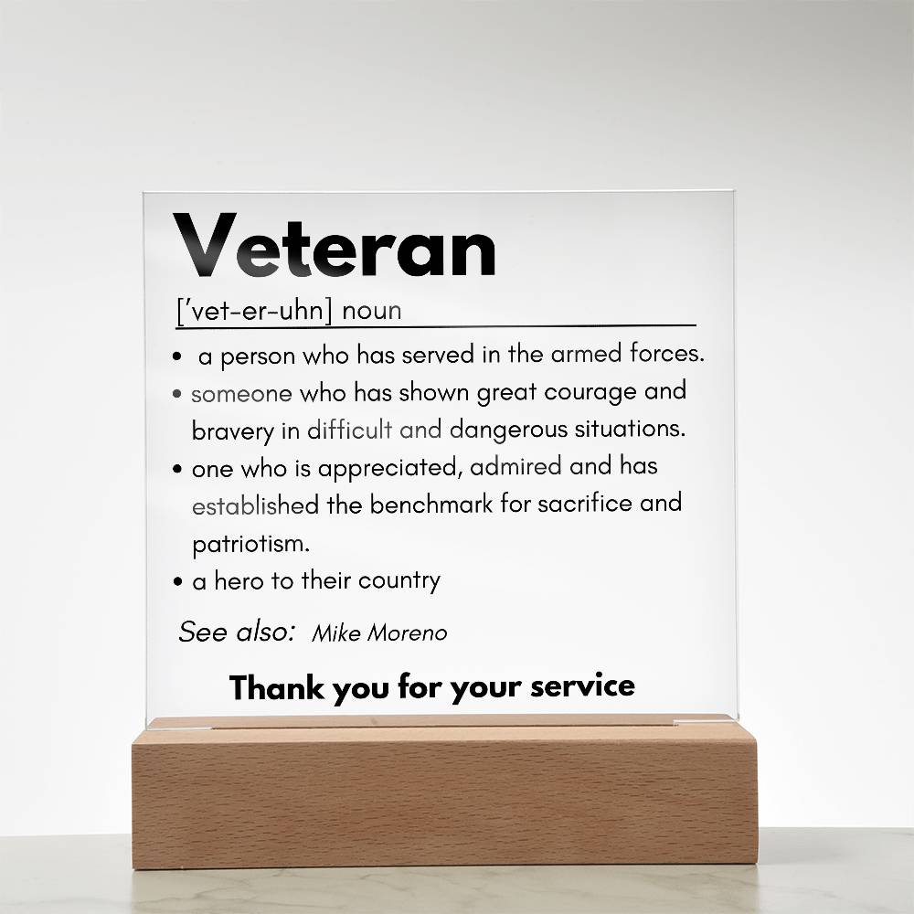Personalized Veteran Definition 4 - Acrylic Square Plaque