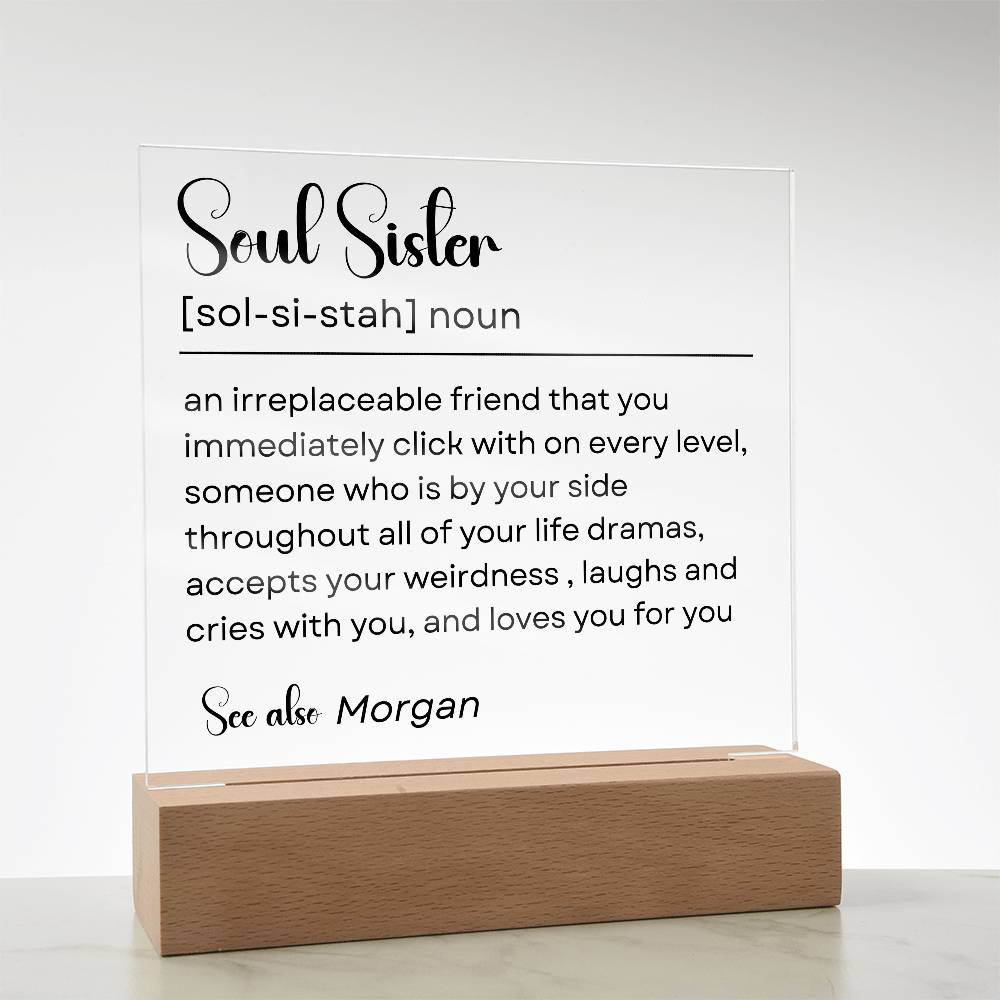 Personalized Soul Sister Plaque 1 - Acrylic Square Plaque