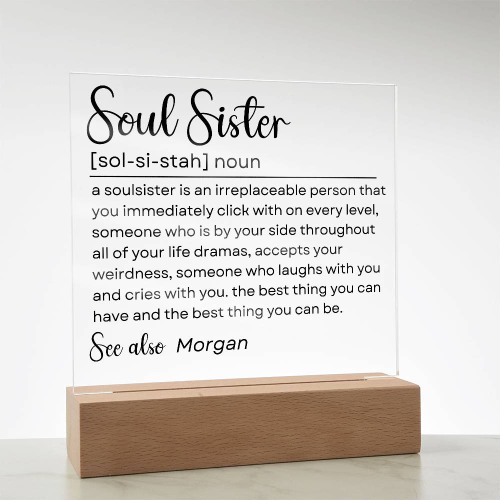 Personalized Soul Sister Plaque 2 - Acrylic Square Plaque