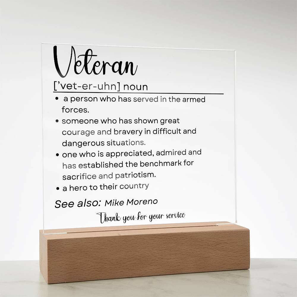 Personalized Veteran Definition 2 - Acrylic Square Plaque