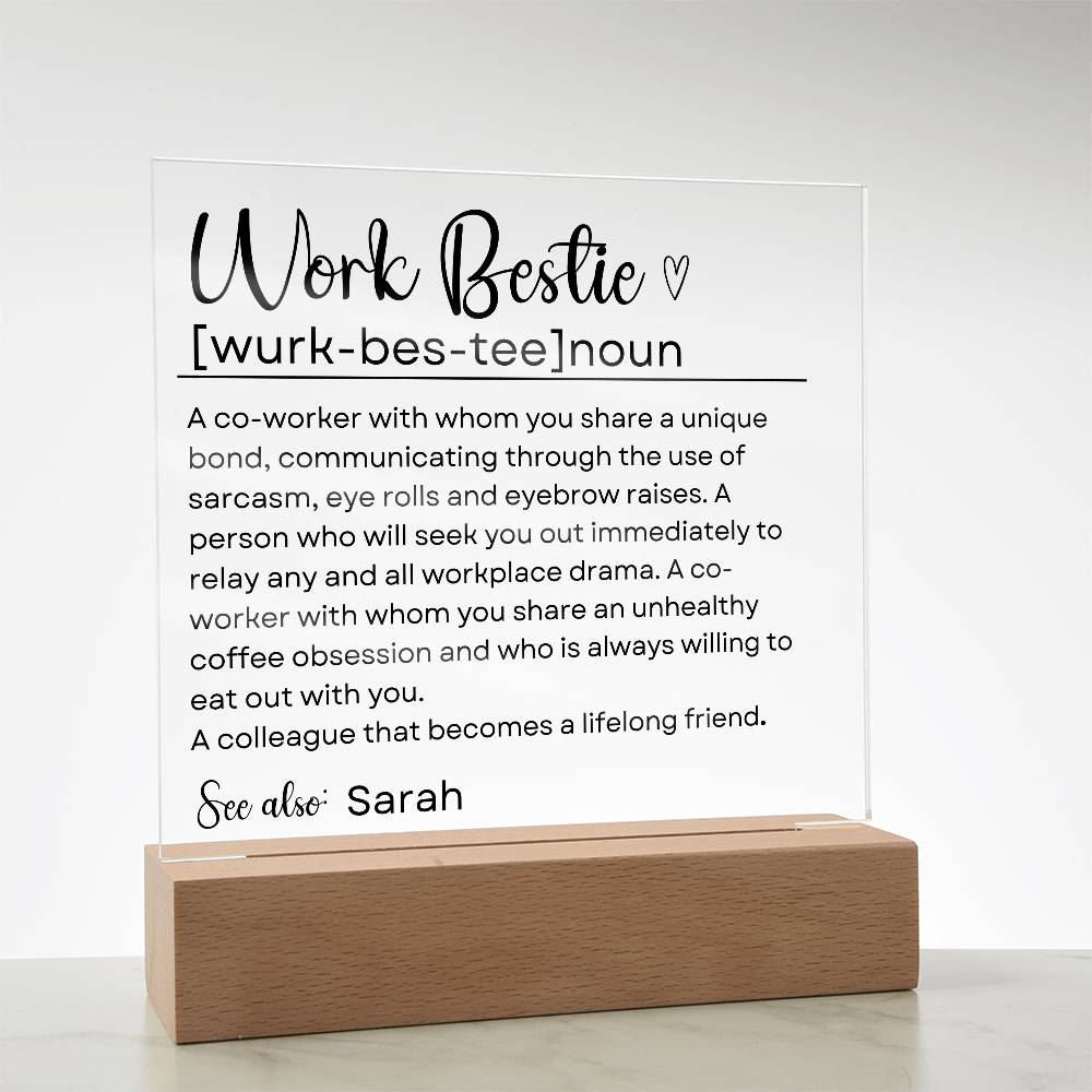 Personalized Work Bestie Gift - Acrylic Square Plaque