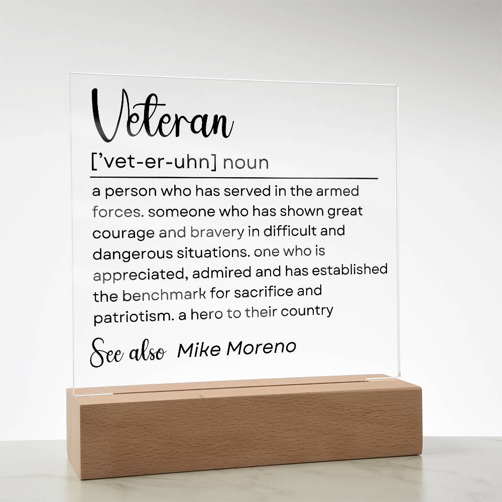 Personalized Veteran Definition 1 - Acrylic Square Plaque