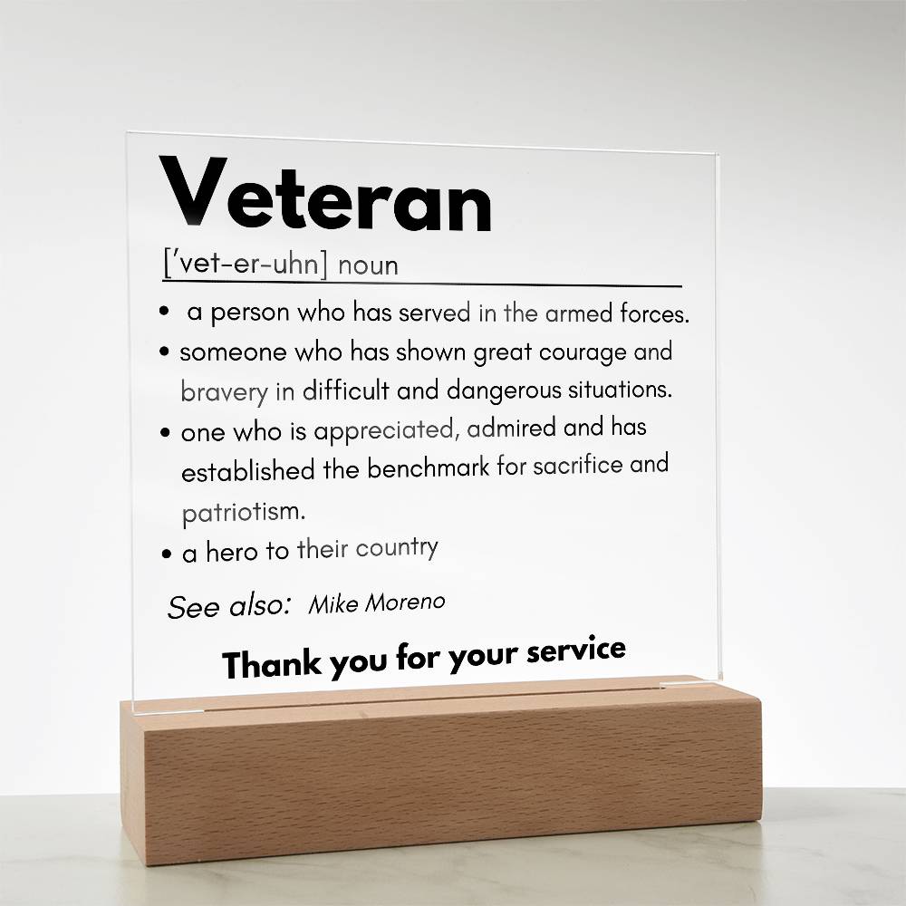 Personalized Veteran Definition 4 - Acrylic Square Plaque