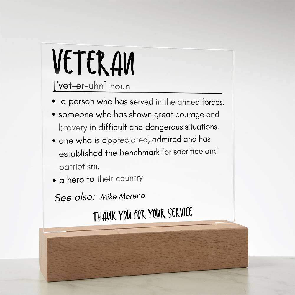Personalized Veteran Definition 3 - Acrylic Square Plaque