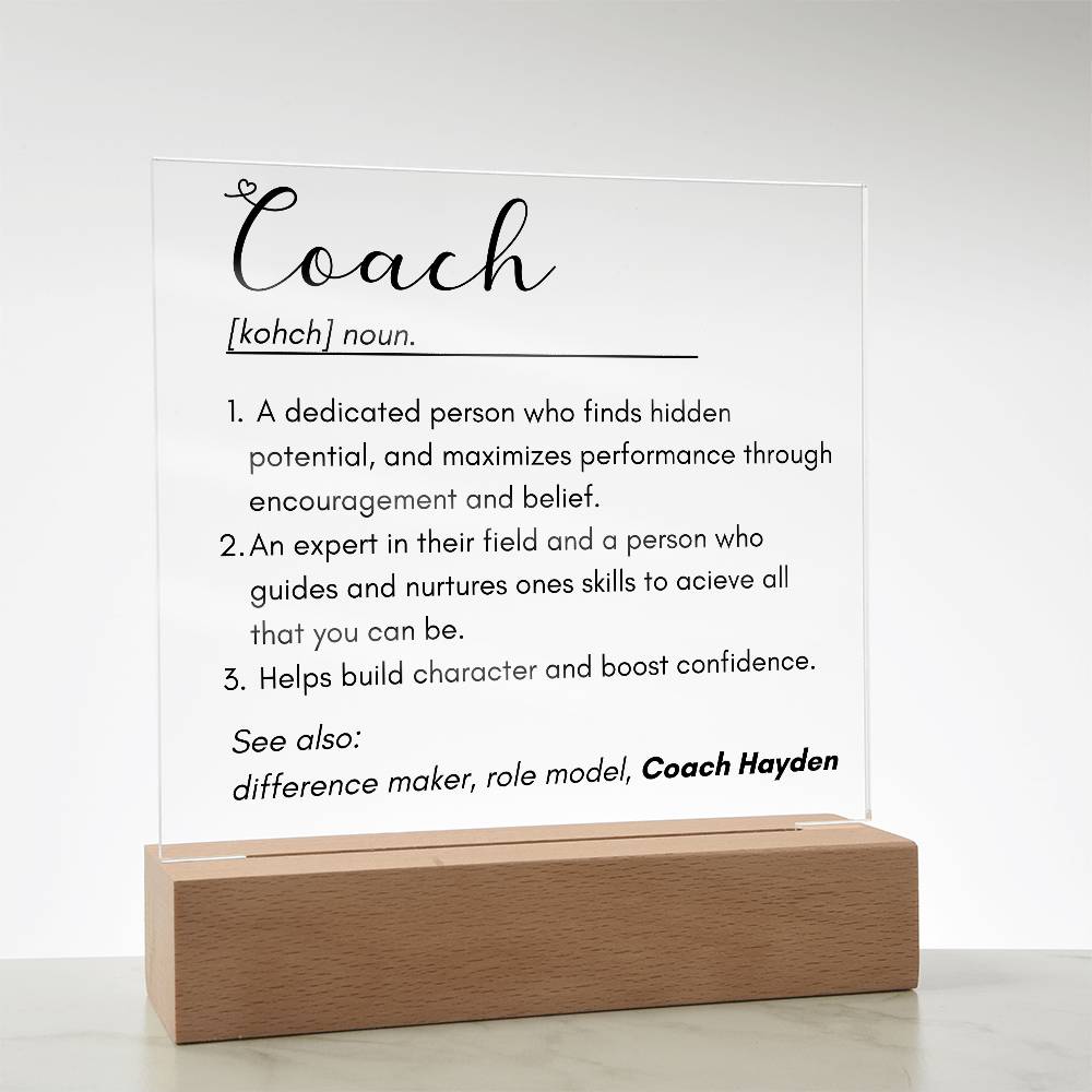 Coach 3 - Acrylic Square Plaque