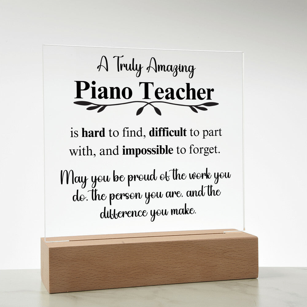 Personalized Piano Teacher Gift - Acrylic Square Plaque