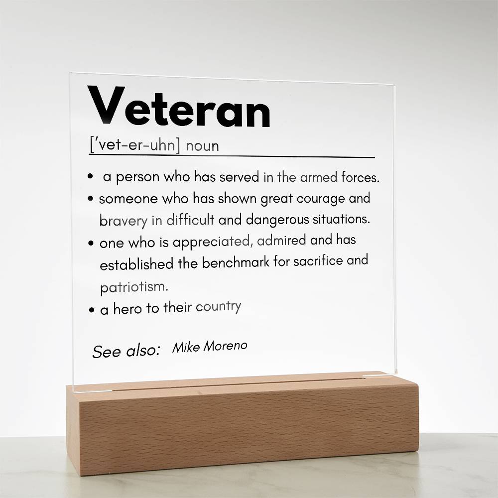 Personalized Veteran Definition 5 - Acrylic Square Plaque