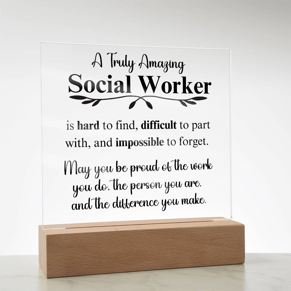Personalized Social Worker Gift - Acrylic Square Plaque