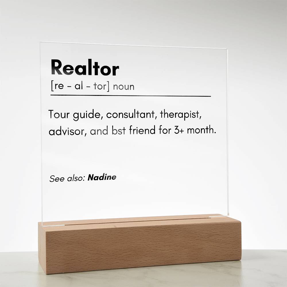 Realtor Definition Acrylic Plaque