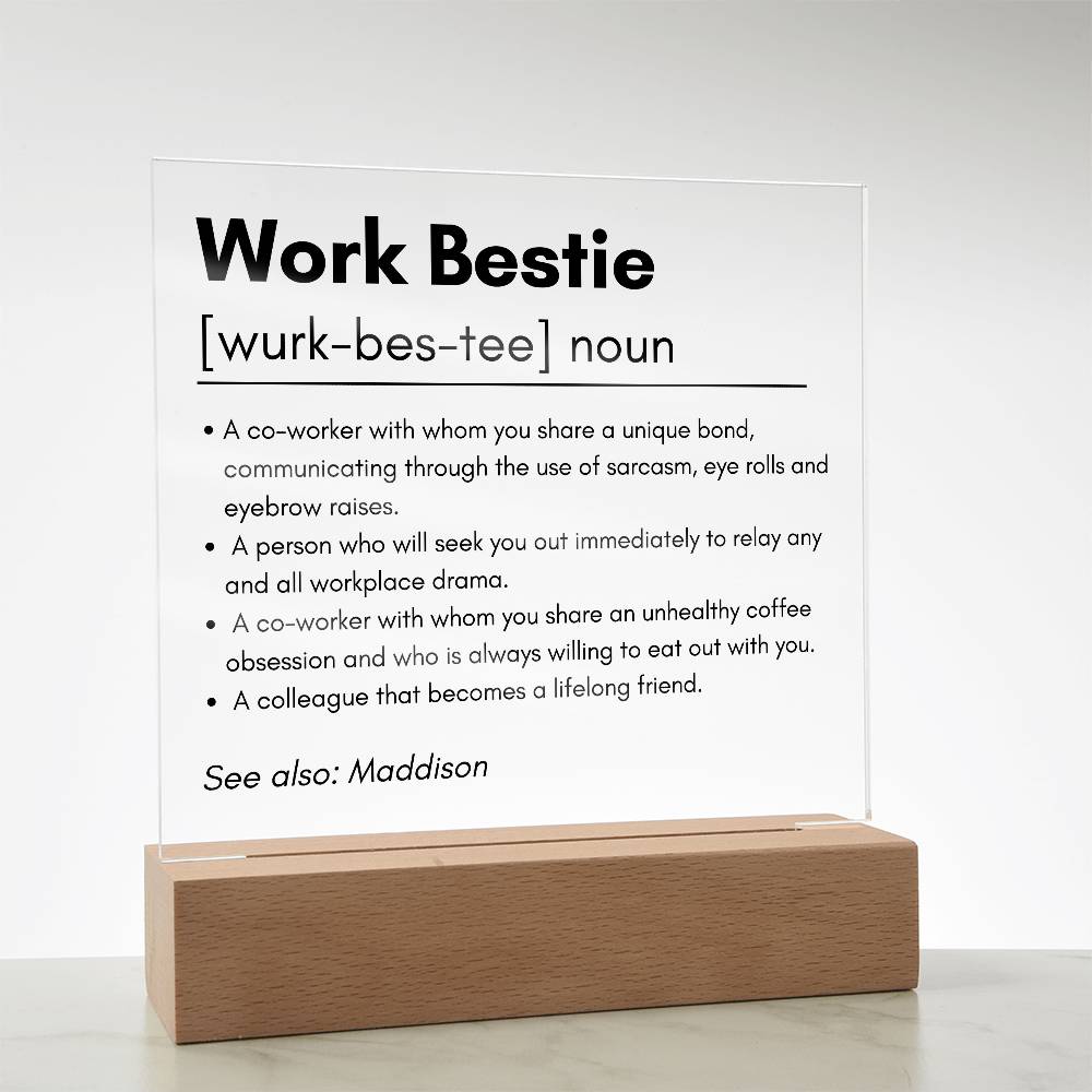 Work Bestie 1 | Acrylic Square Plaque