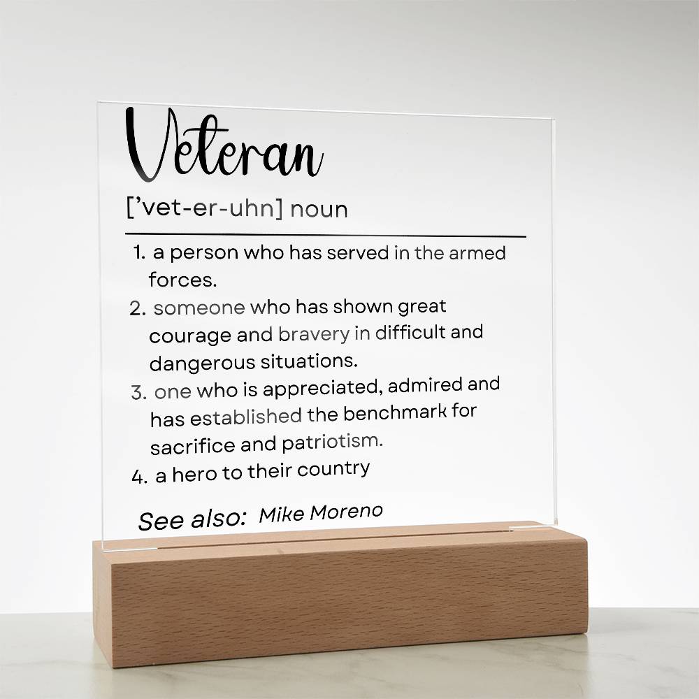 Personalized Veteran Definition 6 - Acrylic Square Plaque