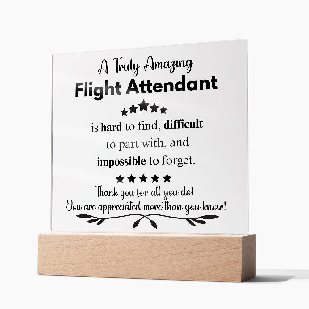 Personalized Flight Attendant Gift - Acrylic Square Plaque