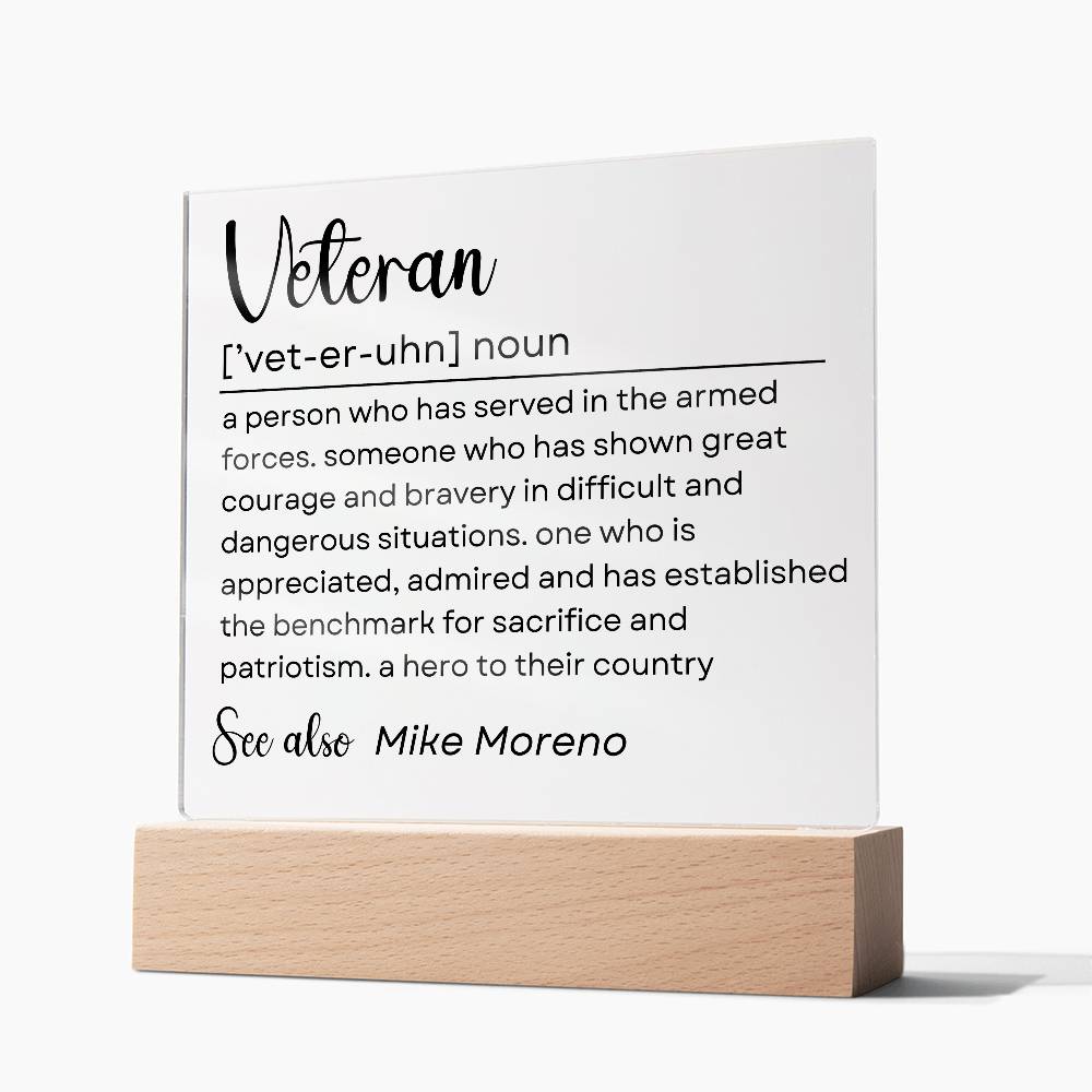 Personalized Veteran Definition 1 - Acrylic Square Plaque