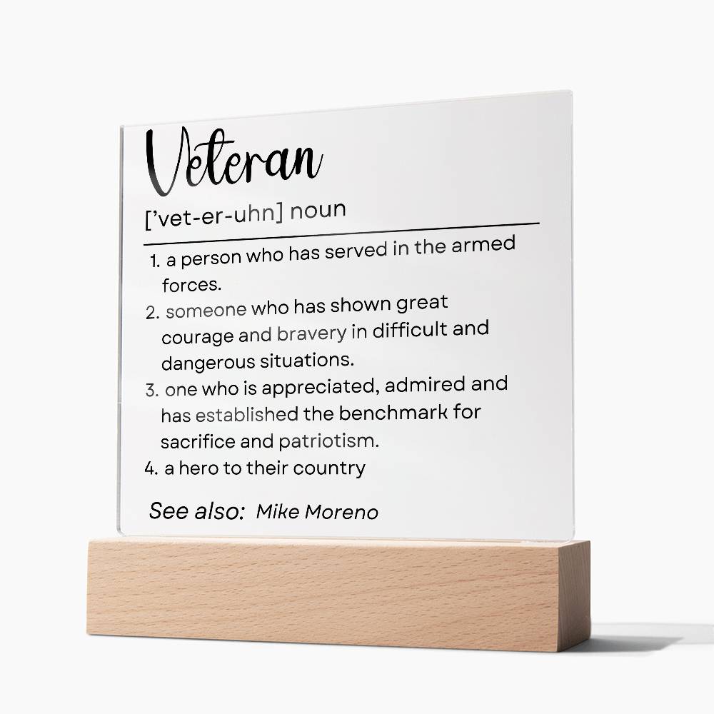 Personalized Veteran Definition 6 - Acrylic Square Plaque