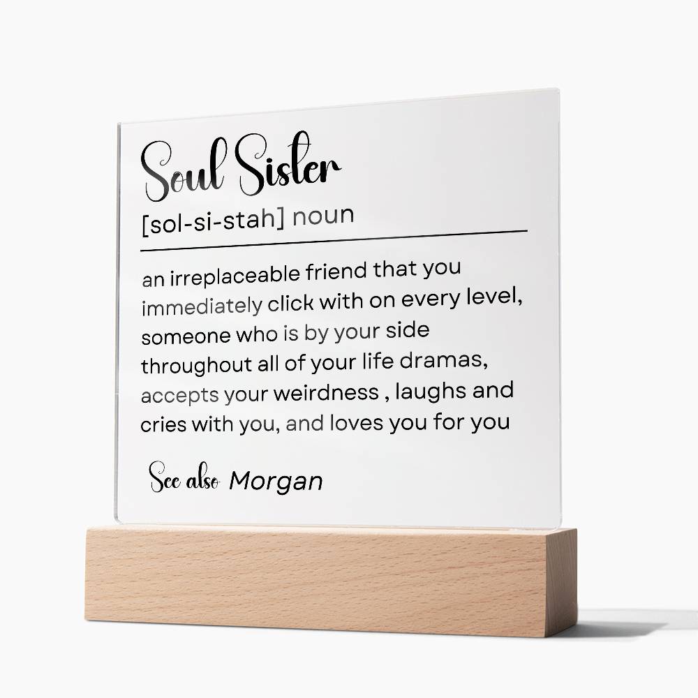 Personalized Soul Sister Plaque 1 - Acrylic Square Plaque