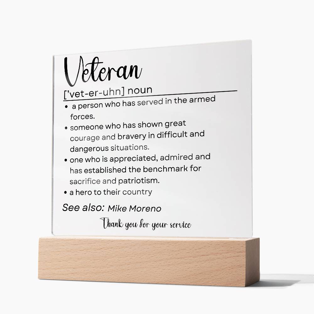Personalized Veteran Definition 2 - Acrylic Square Plaque