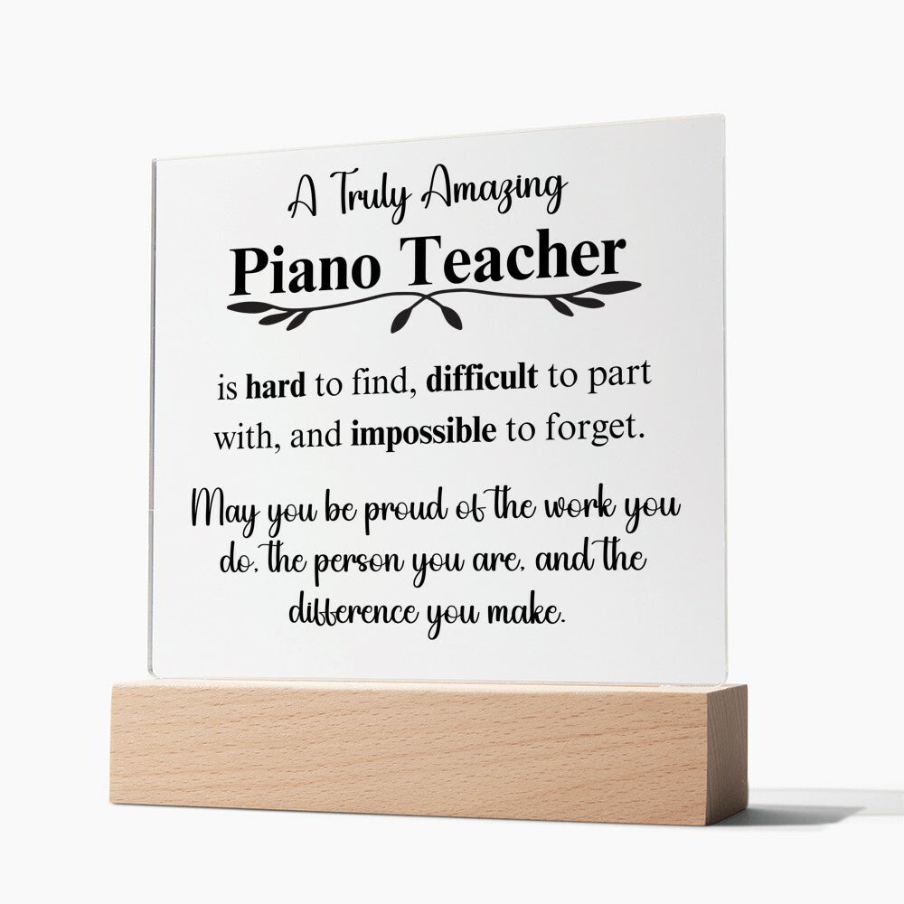 Personalized Piano Teacher Gift - Acrylic Square Plaque