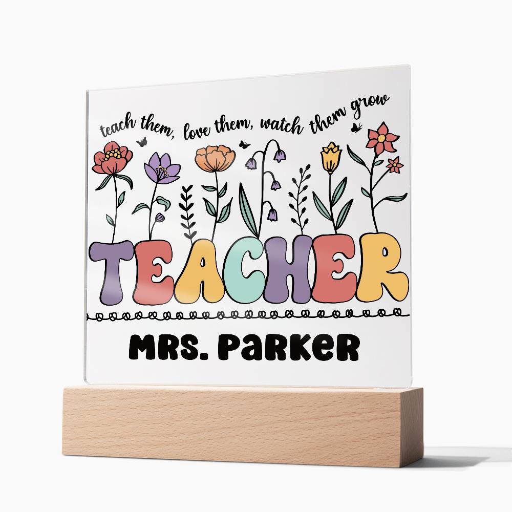 Teacher Square Acrylic Plaque 15