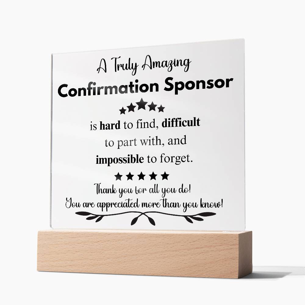 Personalized Confirmation Sponsor Gift - Acrylic Square Plaque