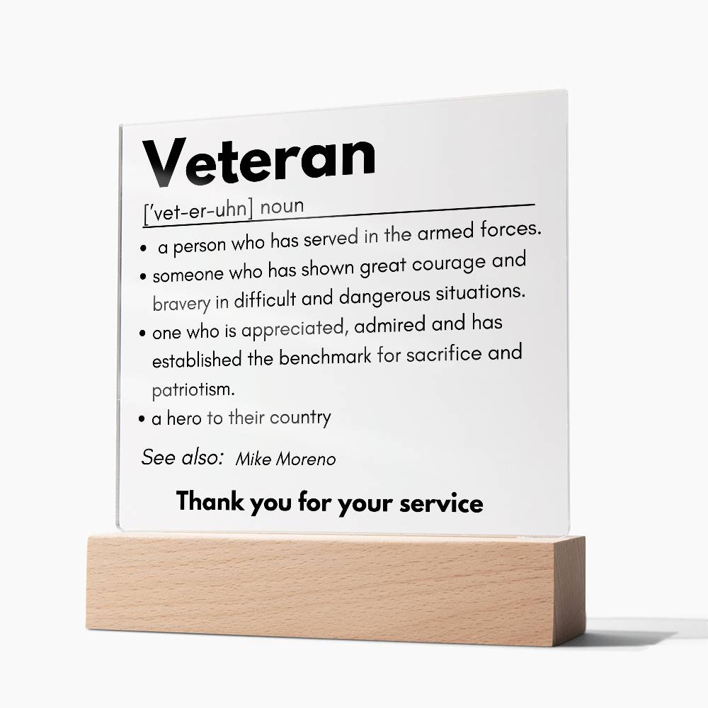 Personalized Veteran Definition 4 - Acrylic Square Plaque