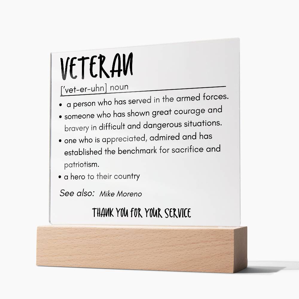 Personalized Veteran Definition 3 - Acrylic Square Plaque