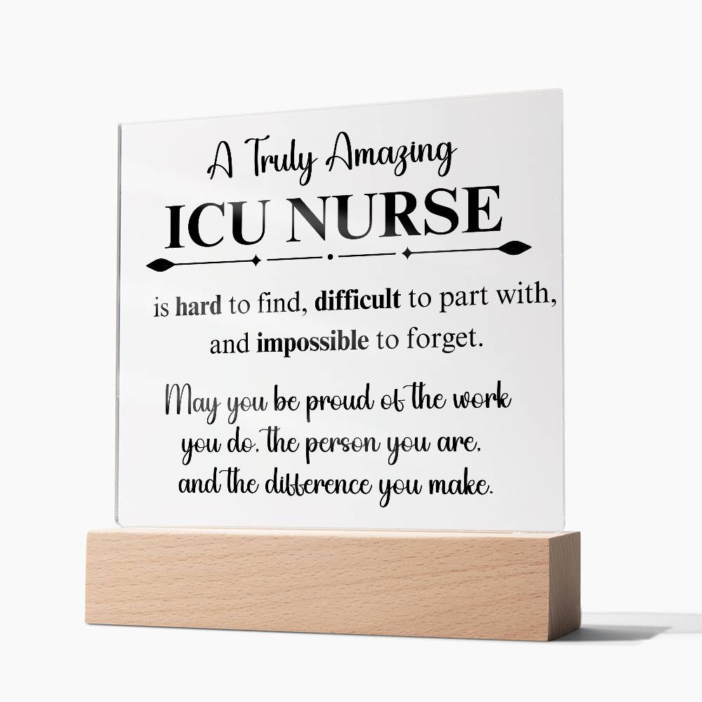 Personalized ICU Nurse Gift - Acrylic Square Plaque