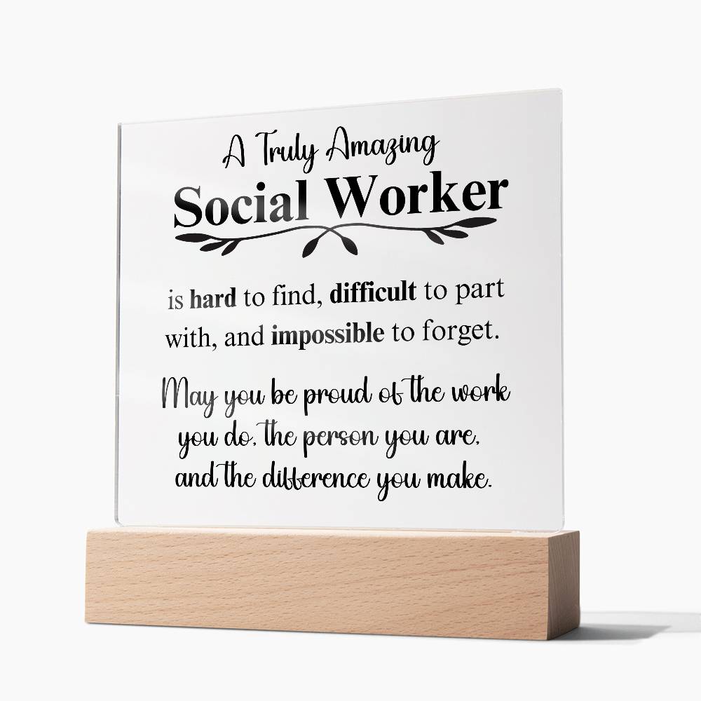 Personalized Social Worker Gift - Acrylic Square Plaque