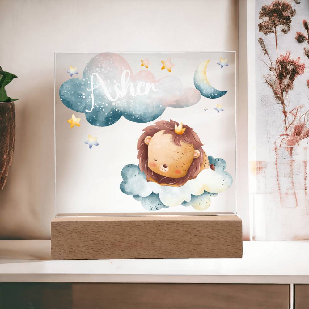 Night Light Personalized With Name - Acrylic Square Plaque