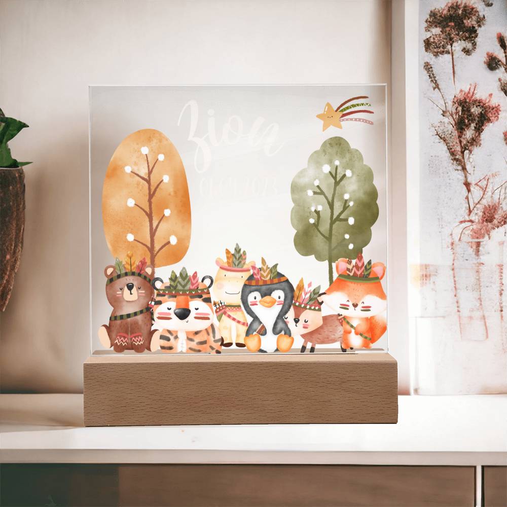 Nachtlicht Personalisiert Mit Namen und Datum - Acrylic Square Plaque