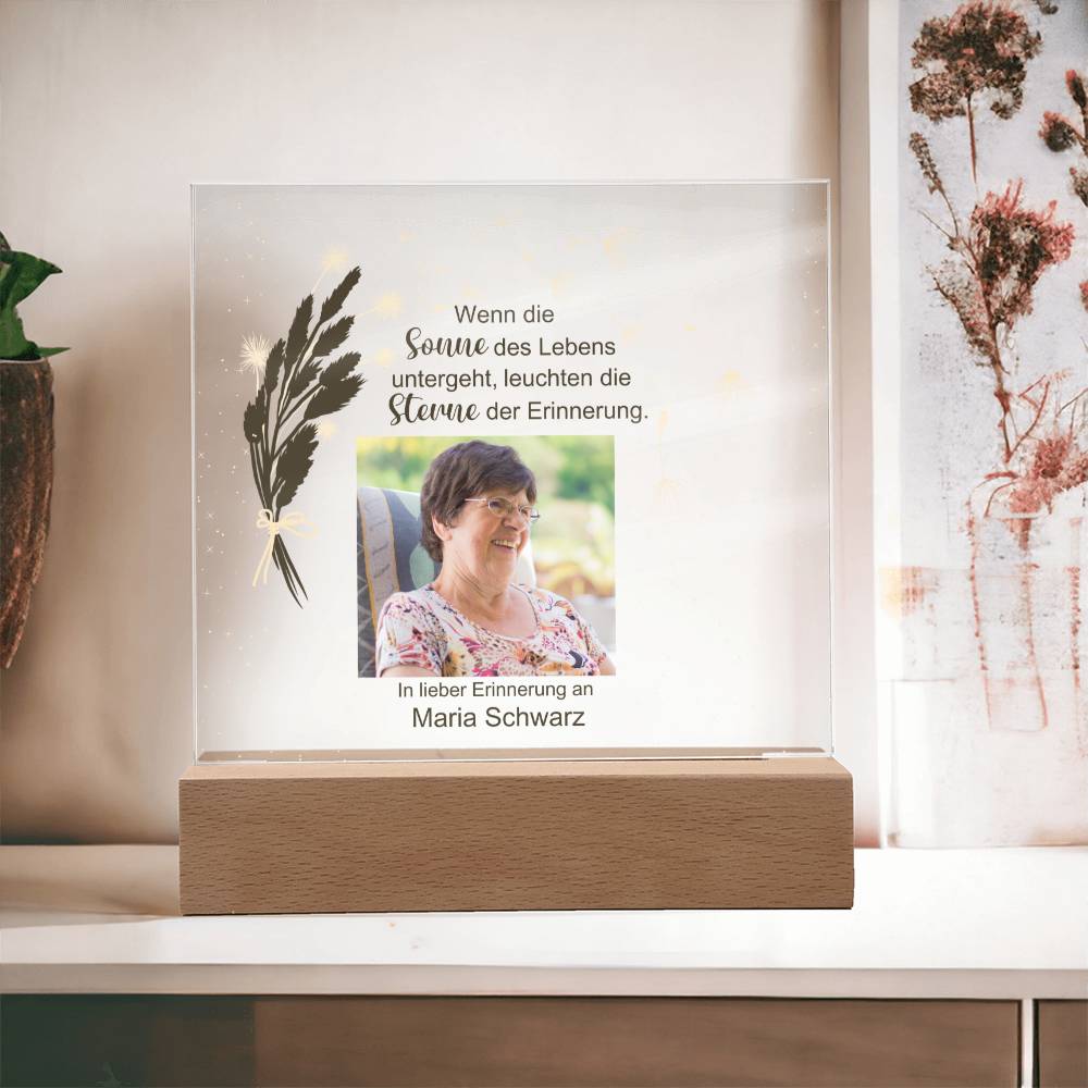 Persönliches Geschenk Zur Trauer Mit Foto Acryl Platte Mit LED Licht