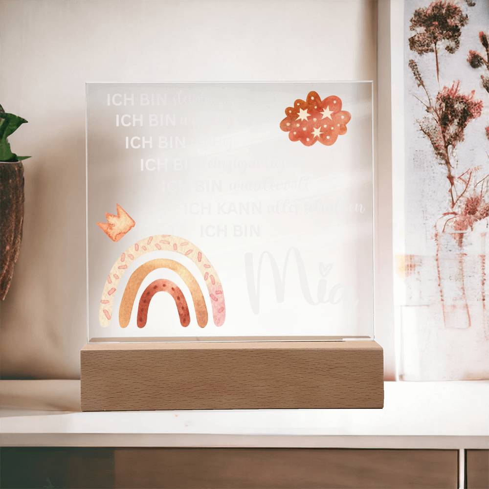 Personalisiertes Acryl LED Licht Mit Namen - Acrylic Square Plaque