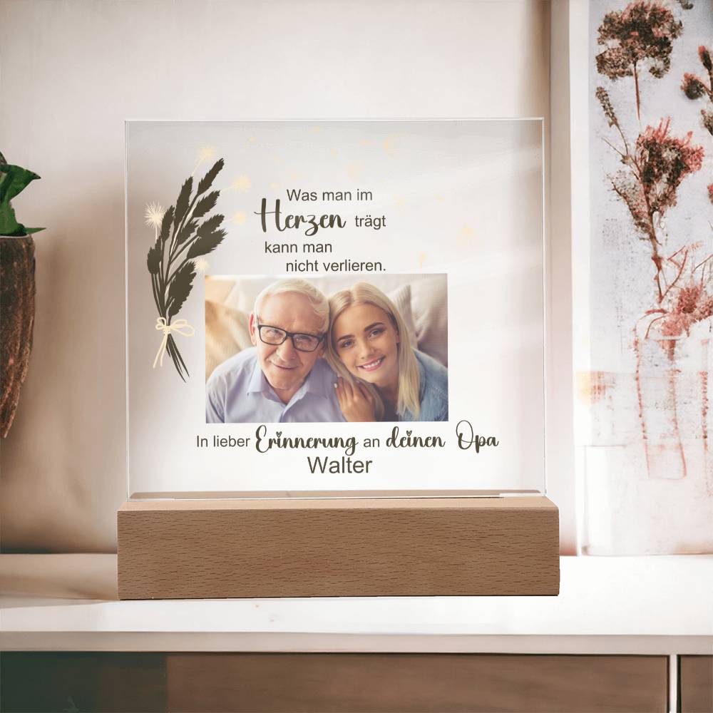 Persönliches Geschenk Zur Trauer Mit Foto Acryl Platte Mit LED Licht