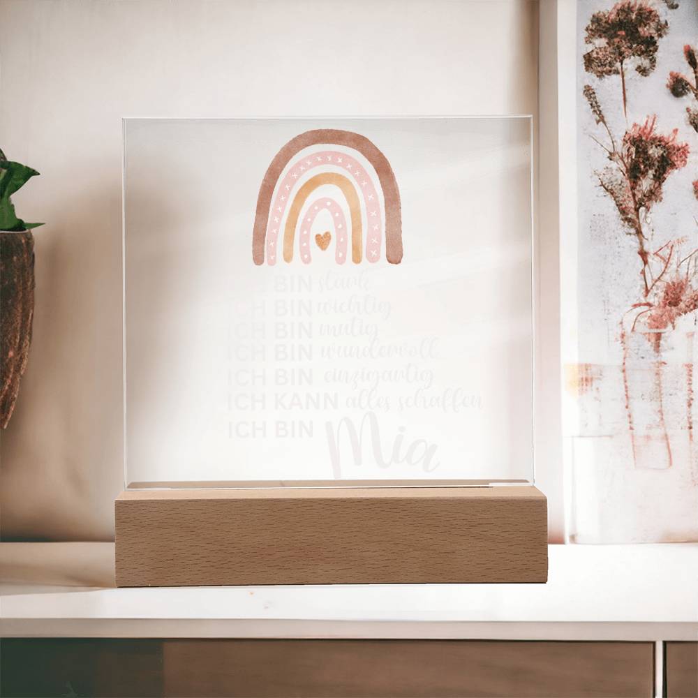 Personalisiertes Acryl LED Licht Mit Namen - Acrylic Square Plaque