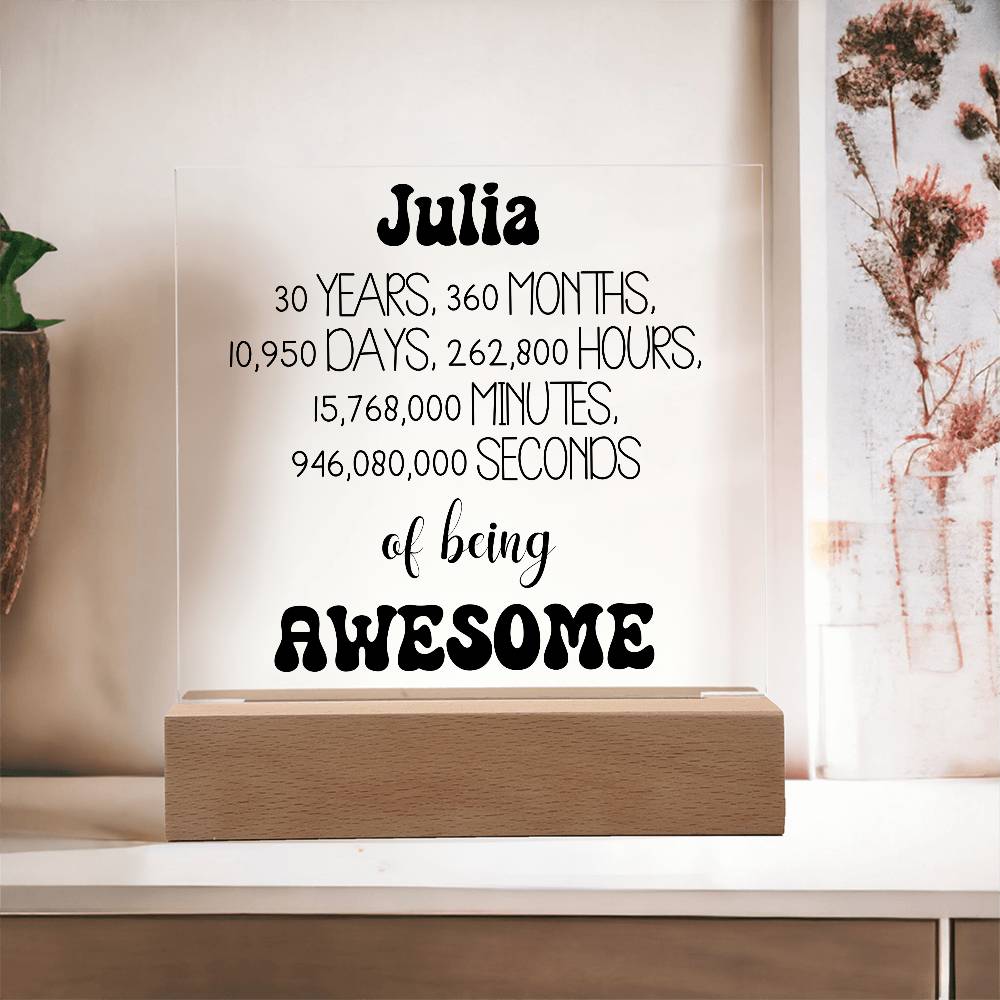 Happy 30th Birthday Personalized Gift Acrylic Plaque