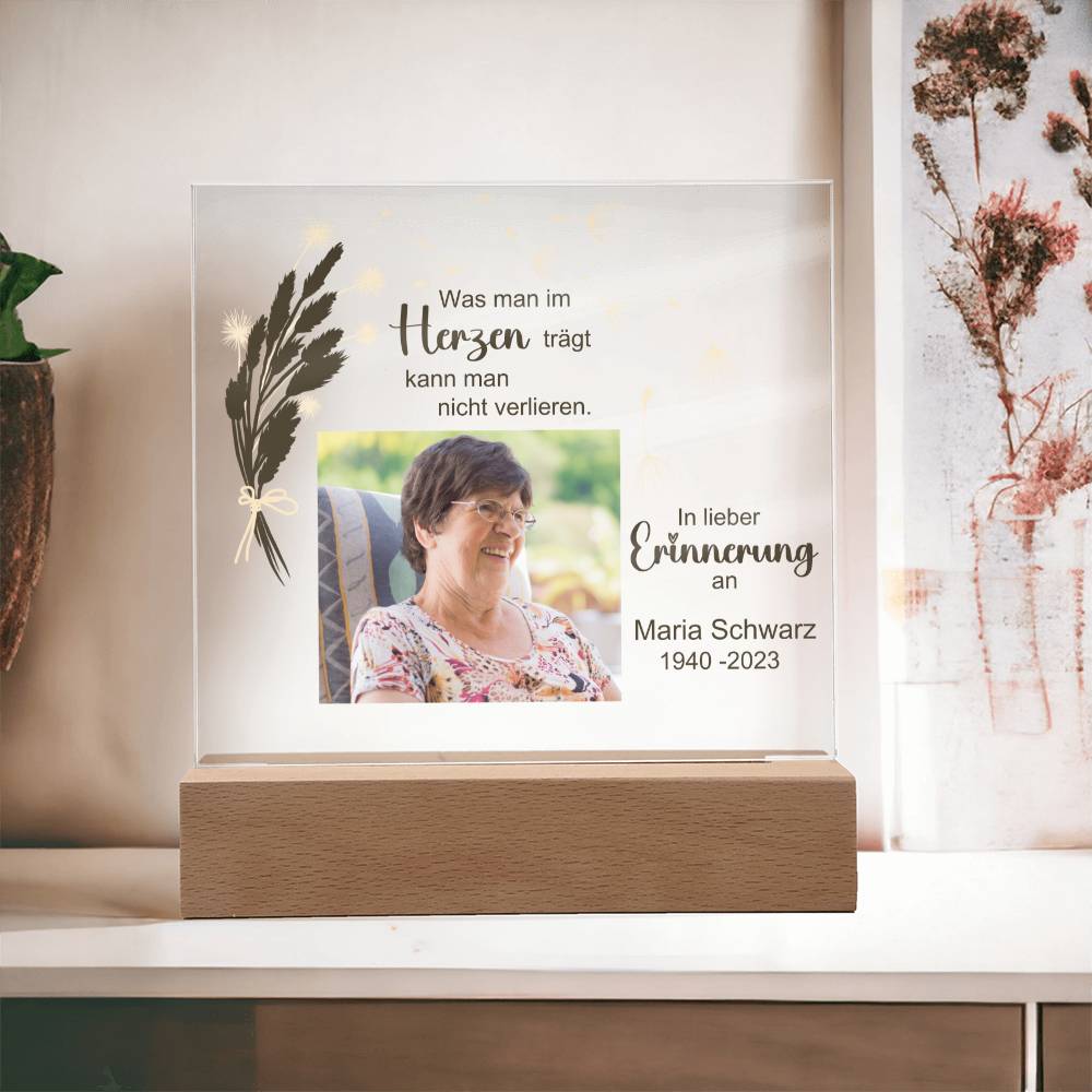Persönliches Geschenk Zur Trauer Mit Foto Acryl Platte Mit LED Licht
