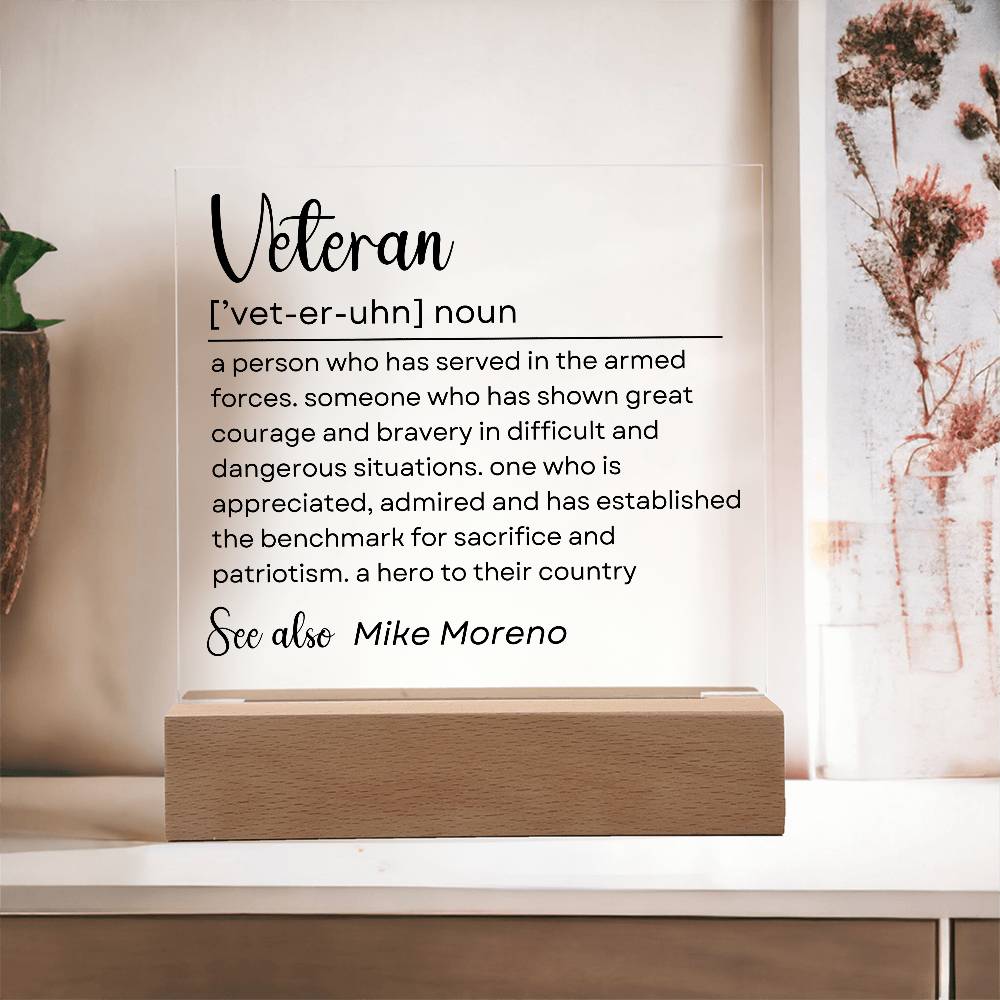 Personalized Veteran Definition 1 - Acrylic Square Plaque
