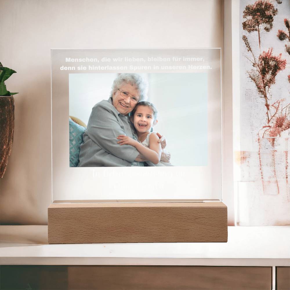 Persönliches Geschenk Zur Trauer Mit Foto Acryl Platte Mit LED Licht