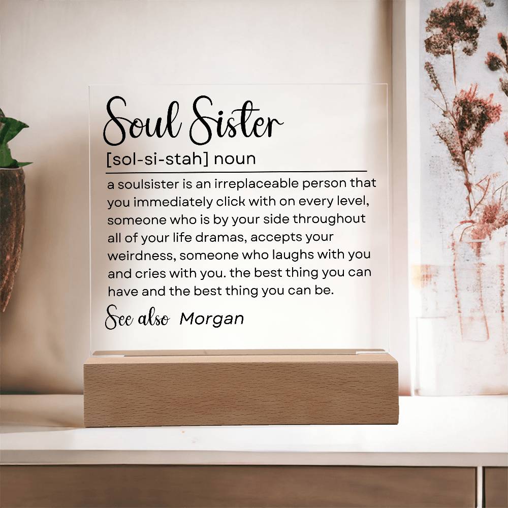 Personalized Soul Sister Plaque 2 - Acrylic Square Plaque