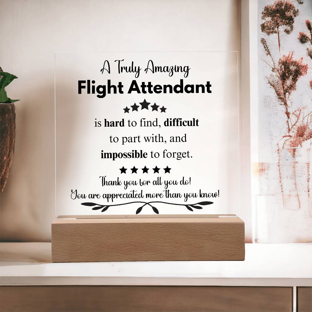 Personalized Flight Attendant Gift - Acrylic Square Plaque